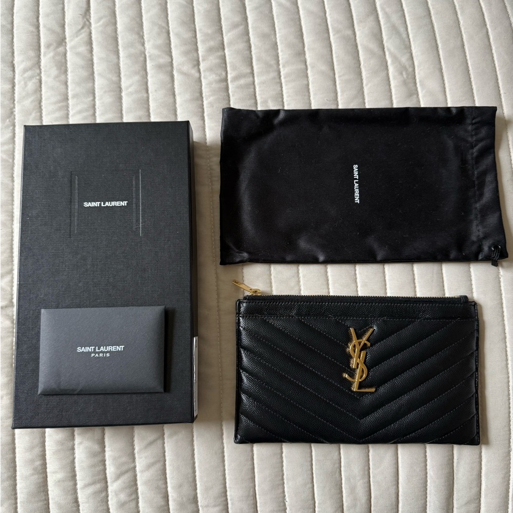 Authentic YSL Black Monogram Pouch